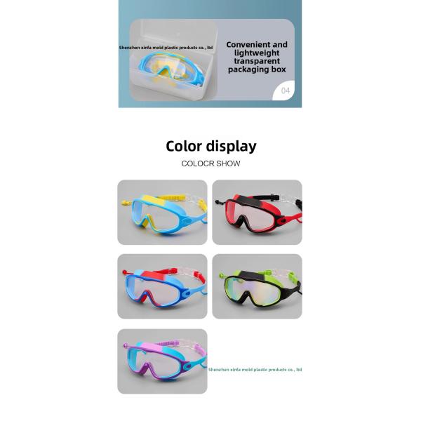 Anti-fuite lunettes de natation pour enfants Grand cadre lunettes de natation avec bouchons d'oreille en silicone