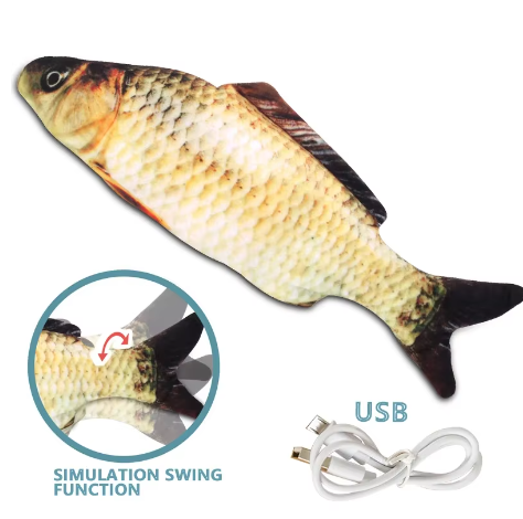 Power-driven Creative 3D Carp Fish Shape Cat Toy Safe and Popular for Pet Gifts