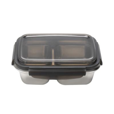 SS304 Stainless Steel Divided Container Compartment Stainless Steel Lunch Box With PP Lid