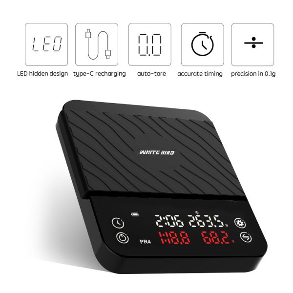 High Accuracy Coffee Scale with Digital Display and USB Charging for Precise Kitchen Measurements