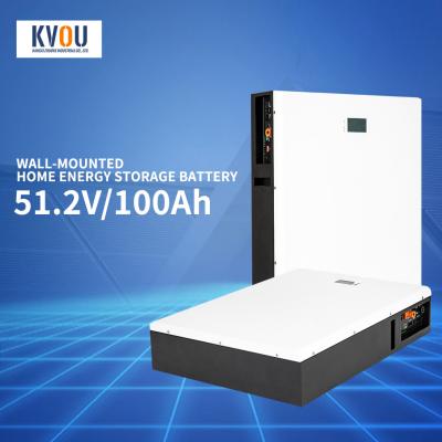 Wall Mounted Long Life Lithium Battery 100ah 5.12kWh 51.2V Solar Home Battery