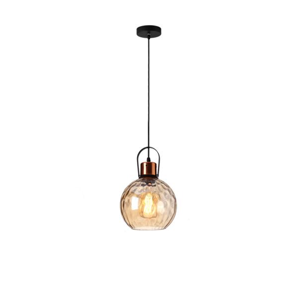 ECOBRT Glass Lampshade Pendant Lights,1-Light Amber Corrugated Lampshade,7.87X11.81 inch,E26/27 lamp 100V AC
