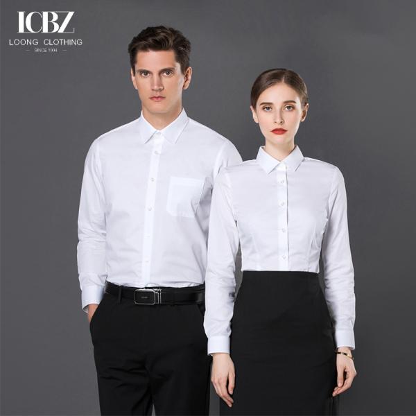 Профессиональная офисная одежда 100% хлопчатобумажные рубашки для мужчин и женщин Не требуется гладить