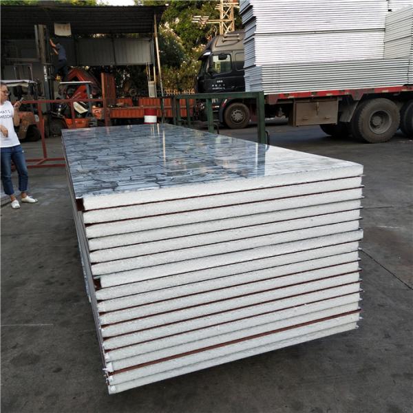 EPS sandwich wall panel 1150-50-0.426mm sandstone steel sheet up and wood grain down