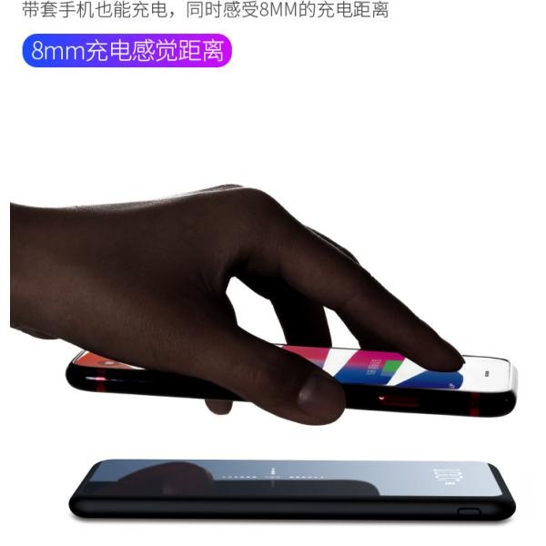 Temper Glass + ABS Wireless Charging Power Bank 2 * USB Ce Rohs Fcc