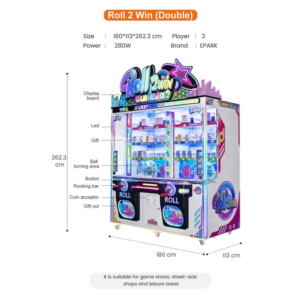 Roll 2 Win Arcade Prize Toy Vending Machine Game Machine