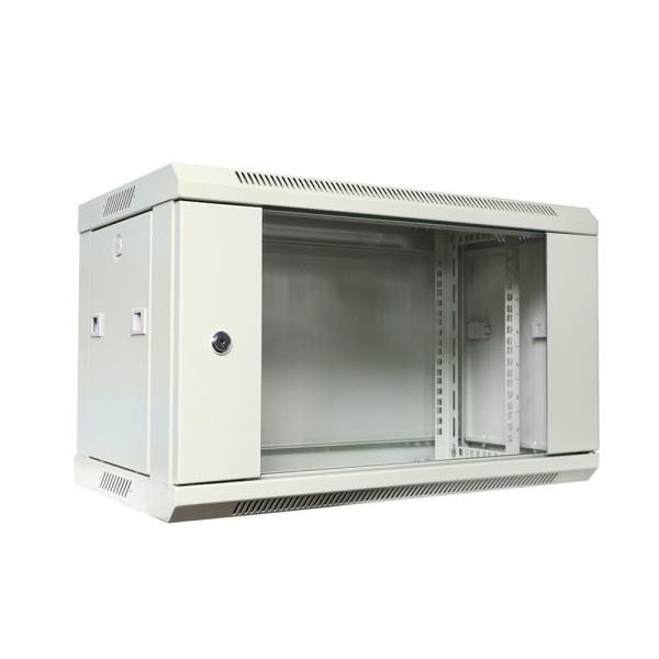 19 Inch Wall Mount Server Rack Cabinet With Glass Door For Network Equipment RAL7035