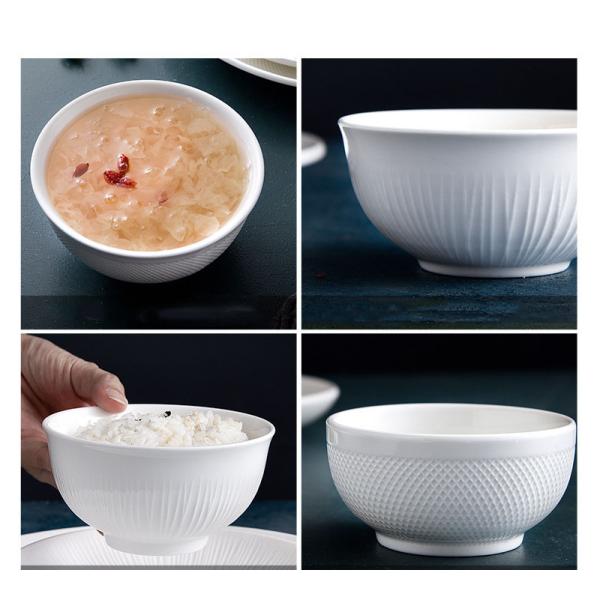 Greasy Smooth White Porcelain Rice Bowls Wear Resistant