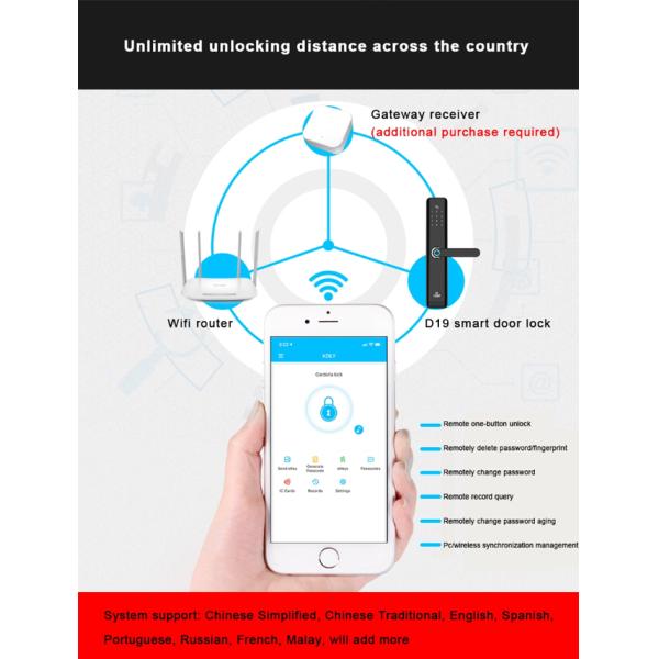 Remote Control Bluetooth Fingerprint Door Lock For Apartment Zinc Alloy Material