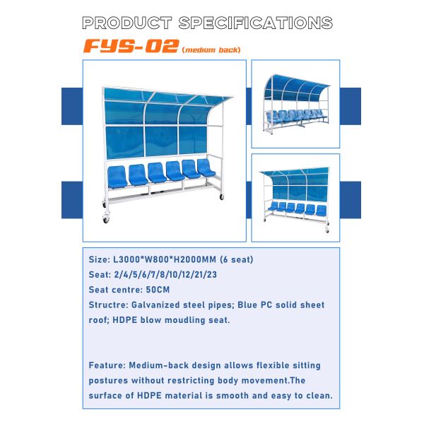 Aluminum Portable Substitute Bench UV Protection Eco Friendly For Soccer Stadium Team Shelter