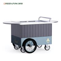 Grill Teppanyaki móvil Placa de acero de aleación de grado alimenticio, 250 ° C en 8 minutos, mesa extensible y ruedas de 16 'Fabrica directa