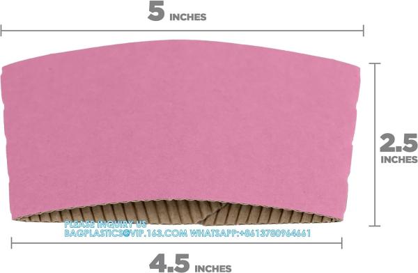 Christmas Paper Coffee Cup Sleeves, Disposable Corrugated Cardboard Paper Jacket Fit 12oz, 16oz, 20oz, 24oz
