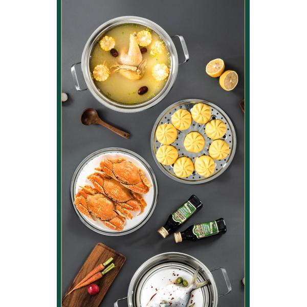 Wholesale TOP Seller 30cm Multipurpose Stock Pot Cookware 18/8 Stainless Steel Steam Cooking Pot With Visual Lid