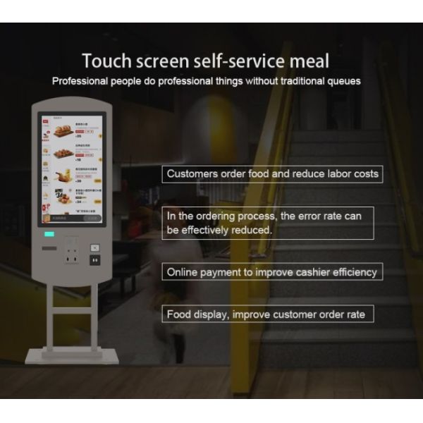 Smart Food Self Ordering Kiosk 32 Inch Android Touch Vertical Payment Supermarket Self Order Machine