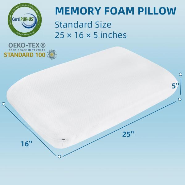Hotel Standard Size Memory Foam Pillow Ventilation Cooling and Breathable with Bamboo