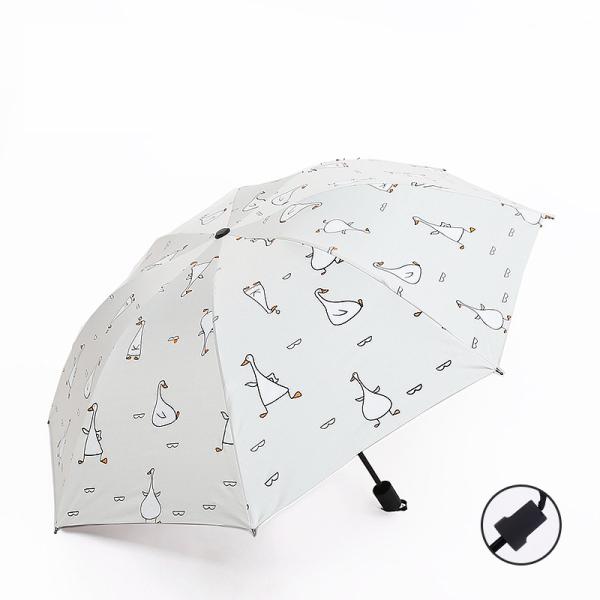 Ladies Three Fold Blue Umbrella with Strawberry Dot Pattern All-Season Manual Open