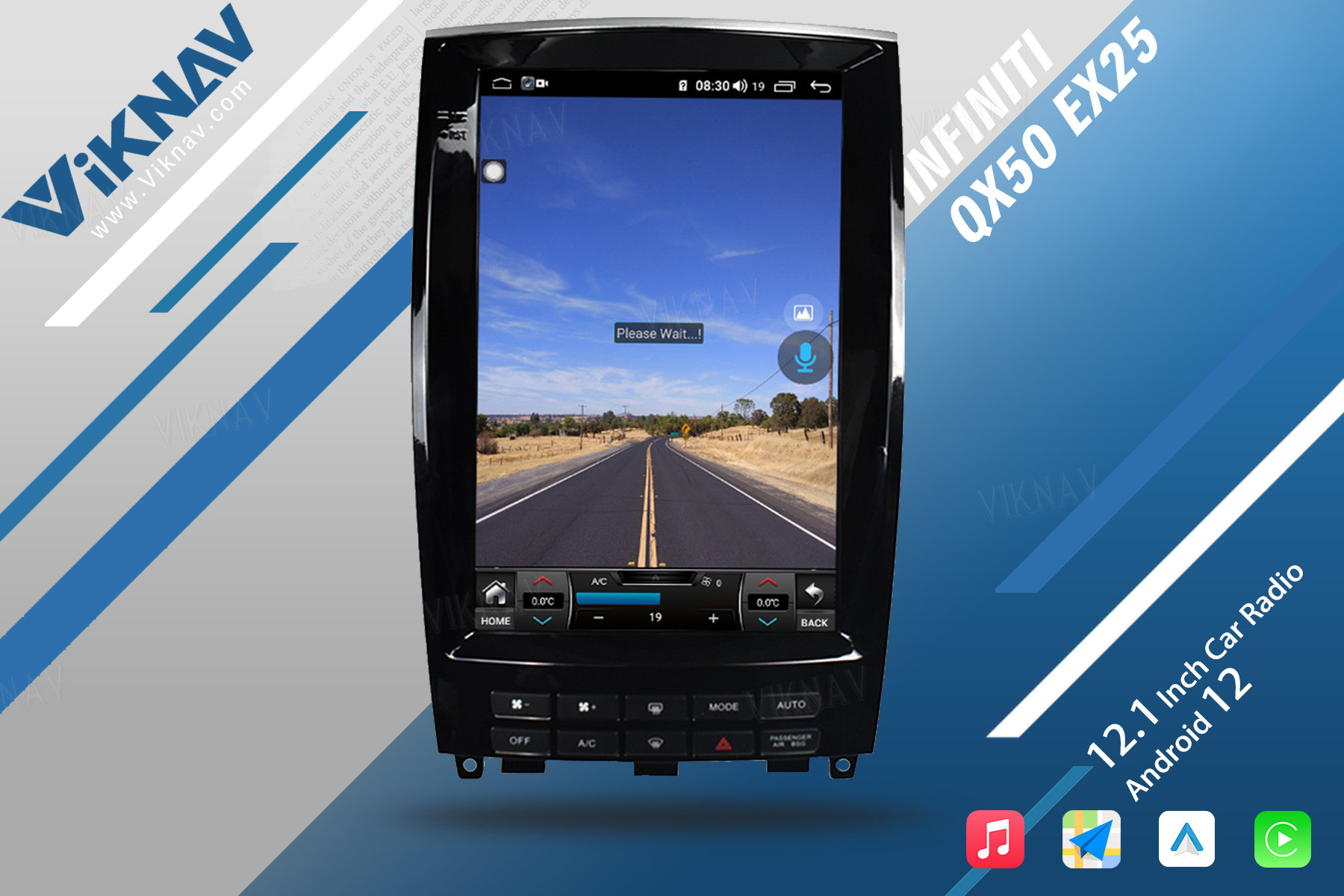 Viknav 12,1 дюймовый автомобильный стереоавторадио для Infiniti QX50 EX25 2013-2020 Мультимедийный DVD-плеер GPS-навигационный головной блок