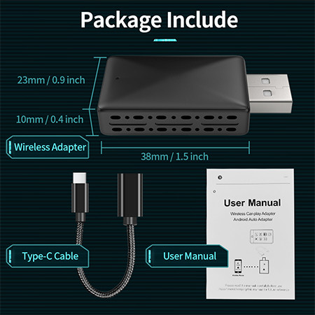 Adaptador de Carplay inalámbrico Mini USB de 2 en 1 admite Carplay con cable de automóvil original a Carplay inalámbrico Android Auto Car Box