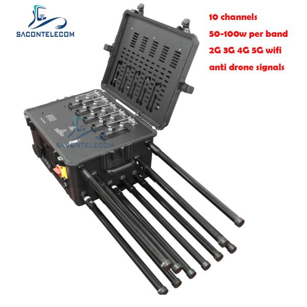 500W High Power Manpack Bomb Jammer with 10 Antennas and 300m Range for Convoy Protection