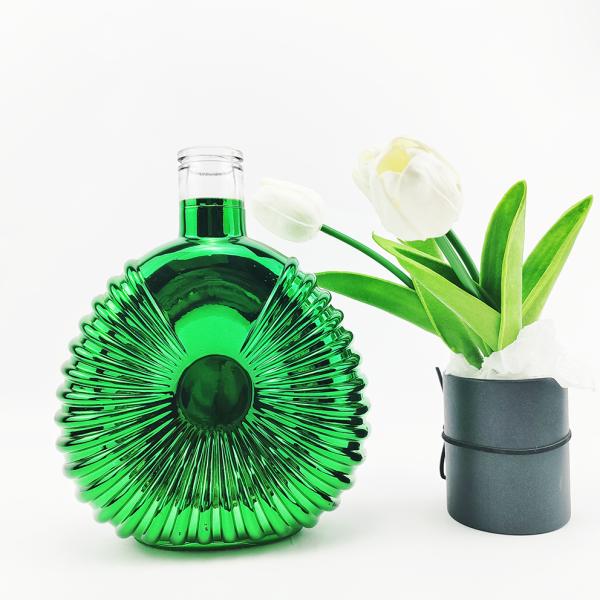 700ml Glass Electroplating Process Wine Bottle for Colorful Brandy and Green Beer