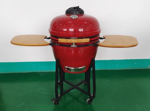 As rodas de nylon 22 do carvão vegetal avançam grades cerâmicas de Kamado ASSAM Handlle de bambu