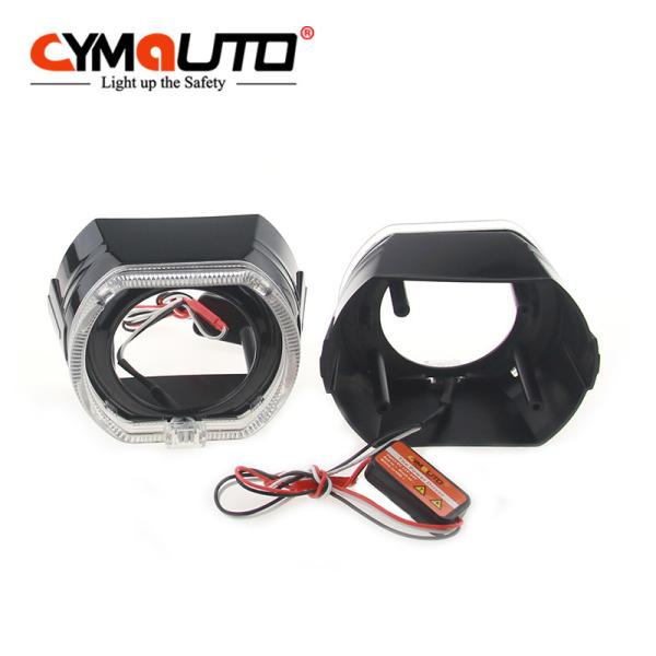 Black Projector Headlight Shrouds 2.5 Inch With LED Angel Eyes