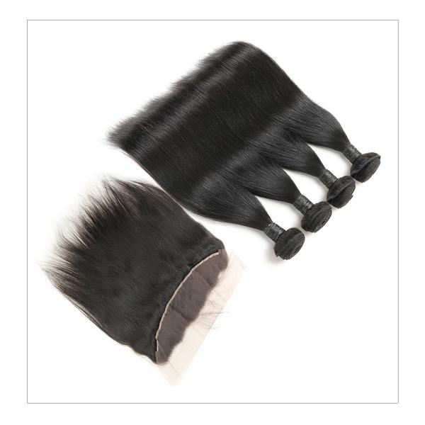 Soft 9A Indian Human Hair Bundles , Virgin Indian Hair Closures Bleached Knots