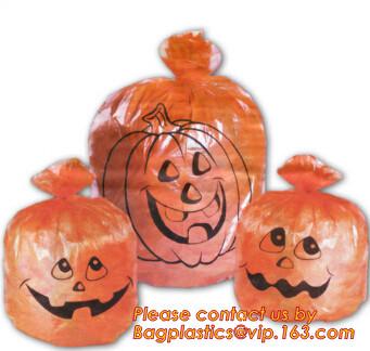disposable Halloween Pumpkin Leaf Trash Bags Set 4 Orange Yard Decor Party Jack-O-Lantern,halloween pumpkin bag/ Hallowe
