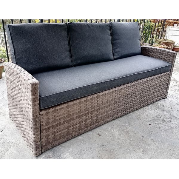 6 Pieces Patio Dining Set All Weather Wicker Furniture Steel Frame Rattan Dining Table and Chair Poly Wooden Table Top
