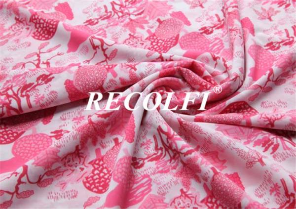 Pink Floral Printed Bikini Bondi Shiny Repreve Swimwear Fabric Washable