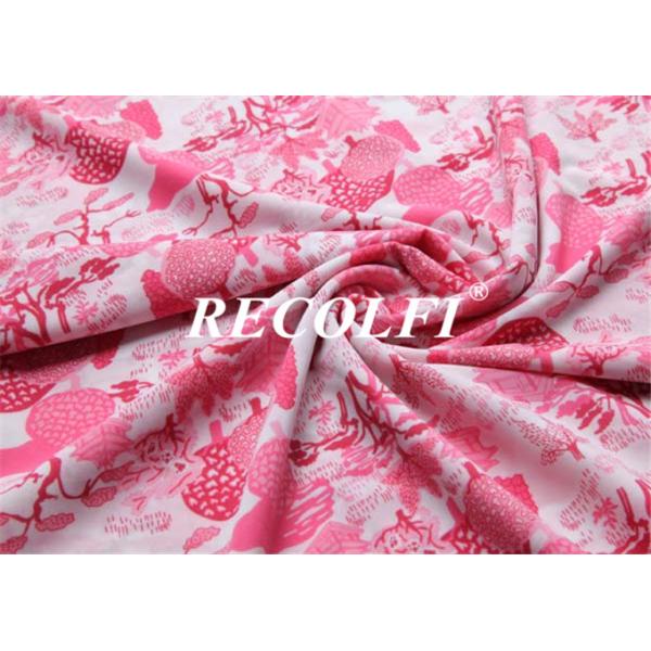 Pink Floral Printed Bikini Bondi Shiny Repreve Swimwear Fabric Washable