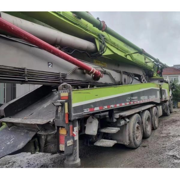 Used 2018 Zoomlion 63m concrete pump truck with Scania chassis, showing discounted price for sale