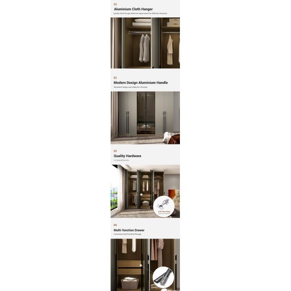 Modern Design Customizable Color Wardrobe with Eco-Friendly Material for Bedroom and Apartment