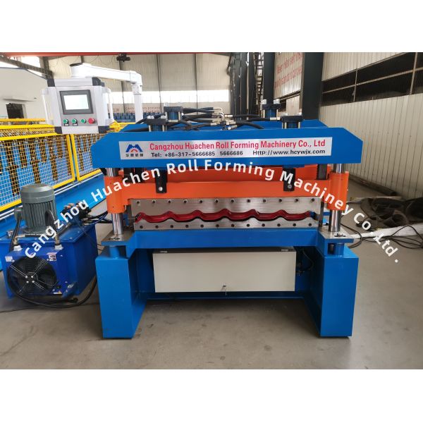 12 Stations Glazed Tile Roll Forming Machine for 0.3-0.6mm Thickness Steel Sheets with Chain Drive
