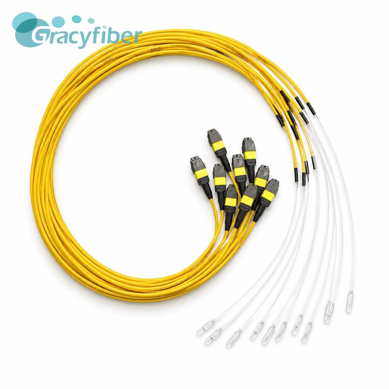 8CH SM Fiber Array 250um Pitch Lidless A0 Degree Corning SMF-28e 12F MTP APC Female Low Loss 1m Cable