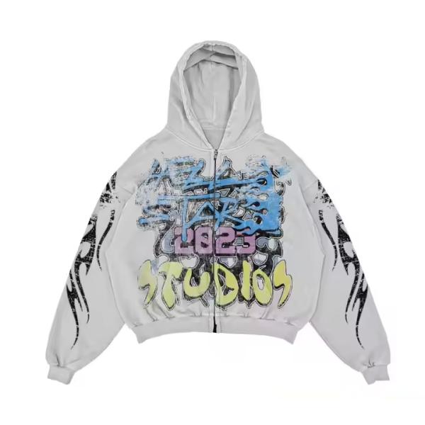 Custom Dtg Hoodie Printing Pattern 3D Printed Hoodie Crop Top Colorful Streetwear