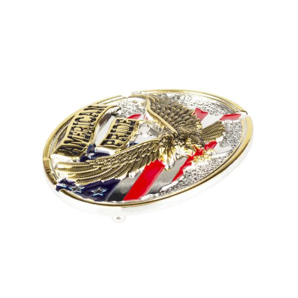 Oval Shaped Two Tone American Pride Belt Buckle For 4cm Wide Belt
