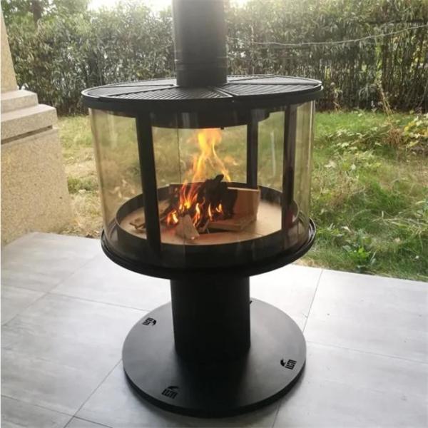 Black Ceiling Mounted Suspended Fireplace Indoor Heater Wood Burning Stove