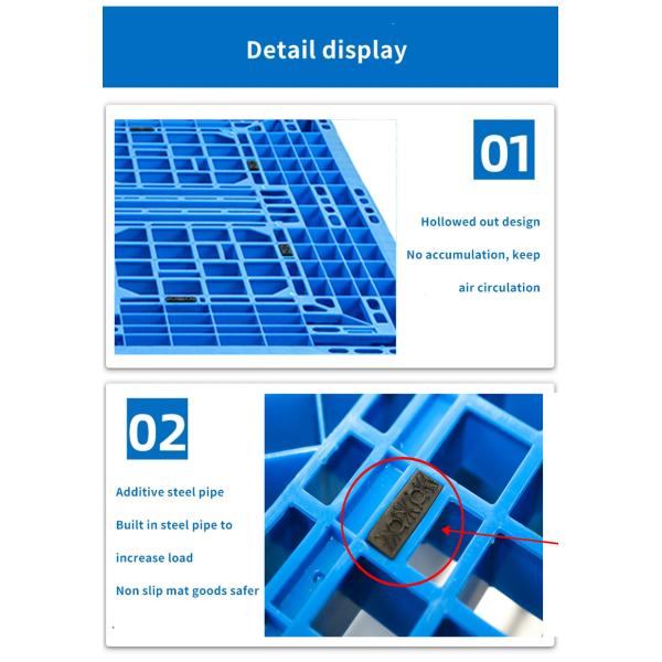 1200X1000X150mm LYCW-1210C Blue Plastic Pallet With Steel Bar