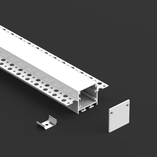 Profil LED encastré en alliage d'aluminium 6061-T6 avec diffuseur PMMA haute transparence et installation intégrée
