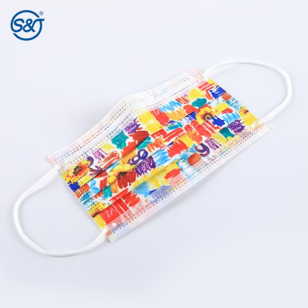 S&J Protective Disposable Printed Face Mask Custom Print Ear Loop Daily Use Kids and Adult Size Print Face Mask