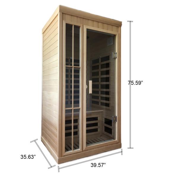 Deluxe 1 Person Steam Room Solid Wood Personal Sauna Room Infrared With LED Color Lights