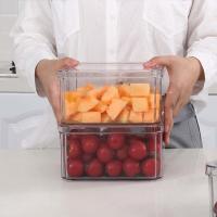 Organizador plástico empilhável With Cover do refrigerador do armazenamento fresco claro