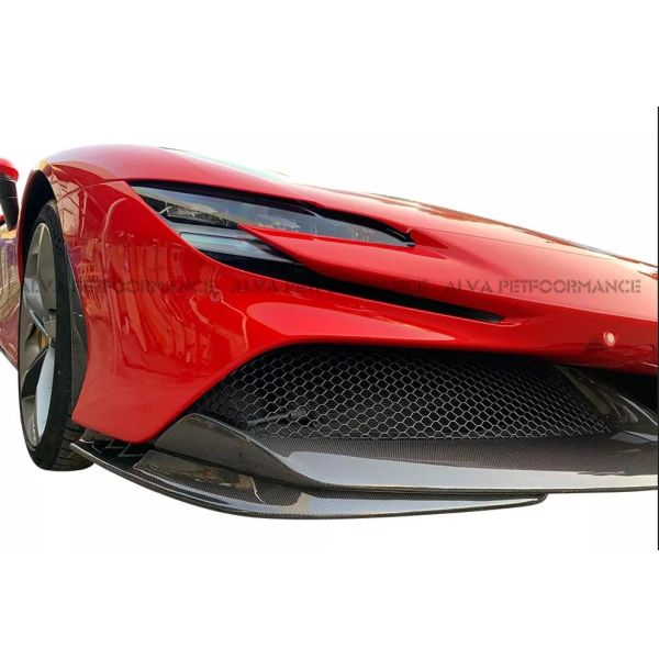 2019 Ferrari SF90 OEM Type Dry Carbon Fiber Body Kits Front Lip Side Skirts Rear Diffuser Rear Spoiler Rear Wing Package
