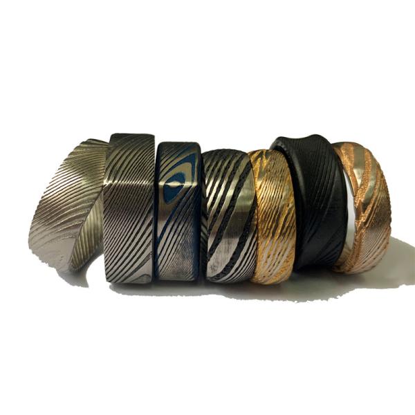 Hypoallergenic Twill Damascus Steel Men's Wedding Ring Rust Resistant