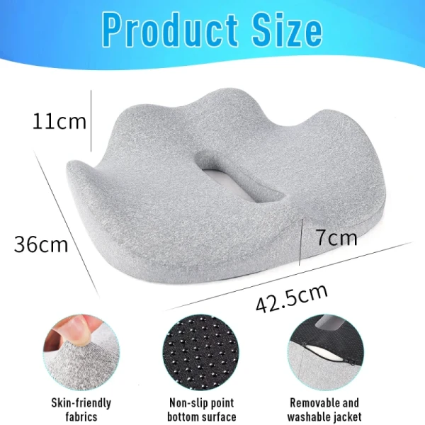 Ergonomic Design Coccyx Support Seat Cushion with 3D Mesh Breathable Cover and Anti-Static