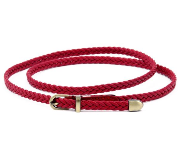 PU Faux Braided Fabric Belt Leather 0.8cm Handmade Skinny Lady Dress