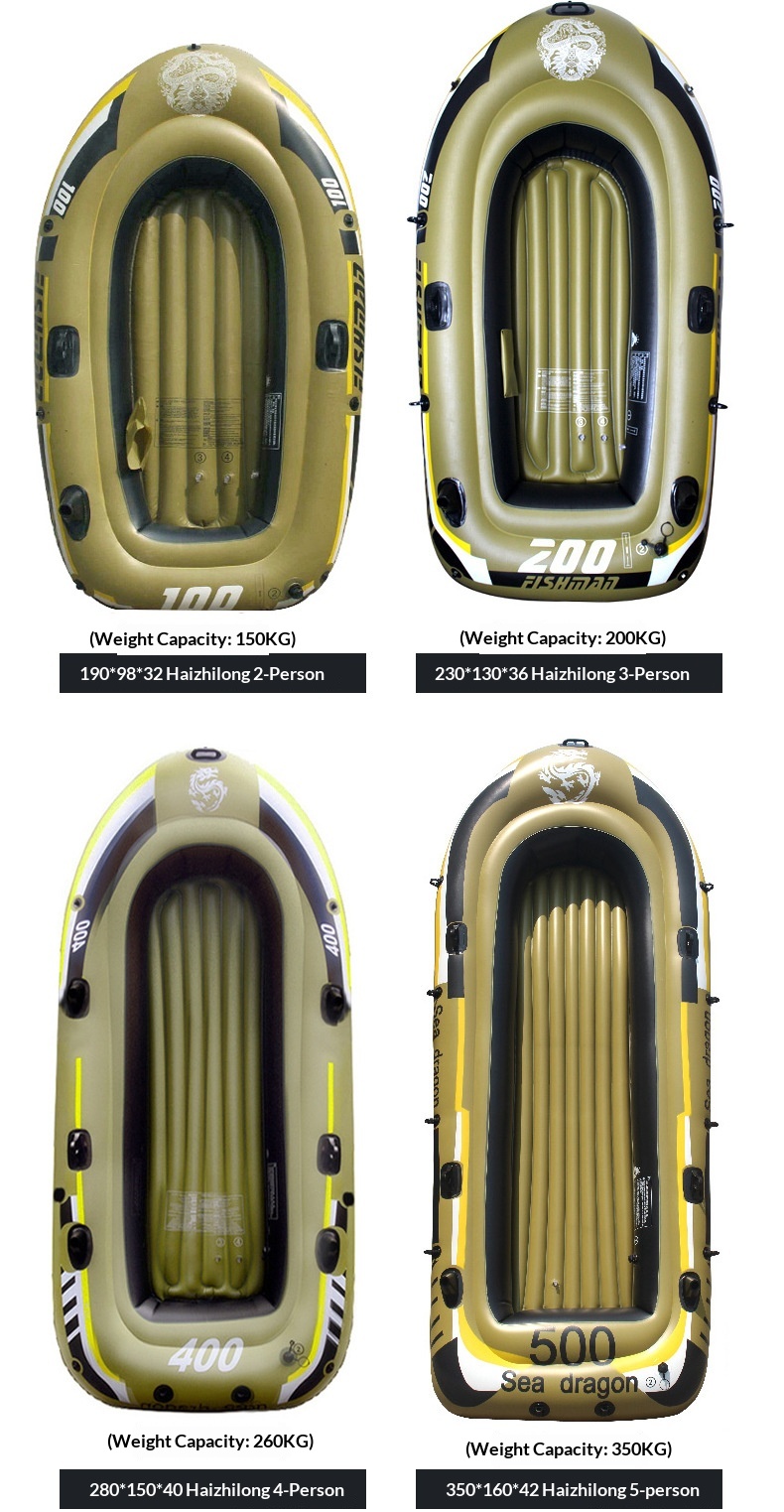 New Thickened Inflatable Kayak Rubber Dinghy Fishing Boat Air-Cushion Craft Lifeboat Outdoor Watercraft 480L Capacity 2-5