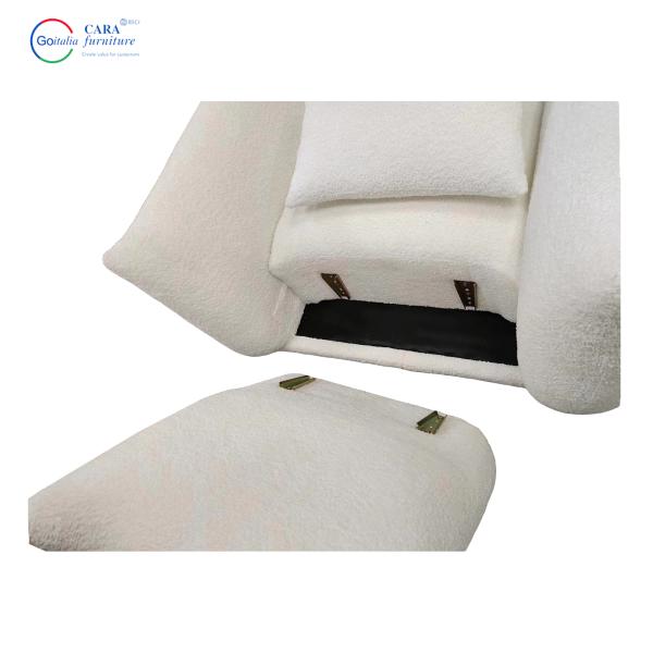 Manufacture Durable White Berber Fleece Fabric Soft Arm Chairs Living Room Modern Single Sofa Luxury