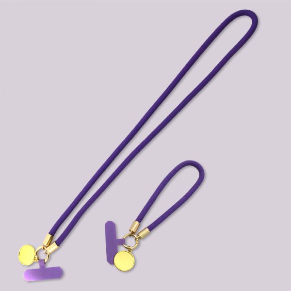 Purple Sublimation Blanks Phone Lanyard Strap With Sublimation Charm Blank